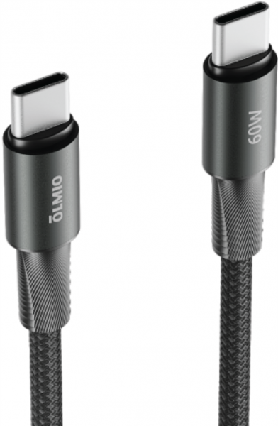 Дата Кабель Olmio Master Type-C-Type-C 60W 1.2m тканевая оплетка черный (041712) - интернет-магазин Сотомикс в Шексне