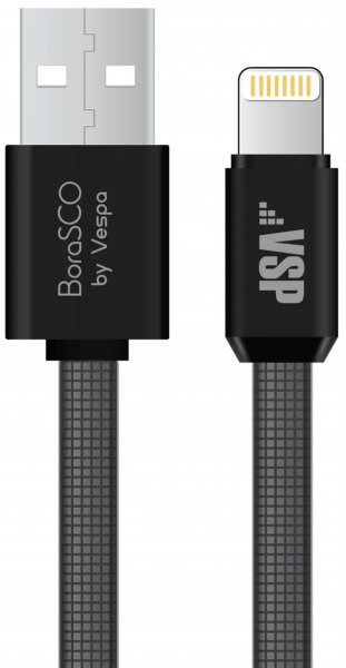 Дата Кабель BoraSCO USB 2.0 - 8pin 3A 1m Silicone Soft Touch черный (38519) - интернет-магазин Сотомикс в Шексне