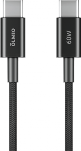 Дата Кабель Olmio Simple Type-C-Type-C 60W 1.2m тканевая оплетка черный (041709) - интернет-магазин Сотомикс в Шексне