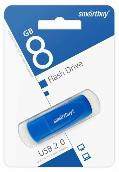 Флэш-память Smartbuy Scout USB 2.0 8Gb Blue - интернет-магазин Сотомикс в Шексне