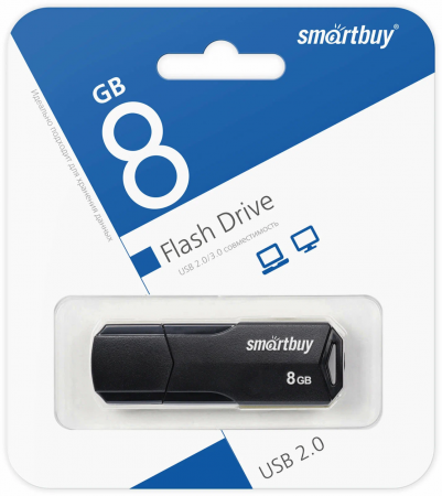 Флэш-память Smartbuy Clue Series USB 2.0 8Gb Black - интернет-магазин Сотомикс в Шексне
