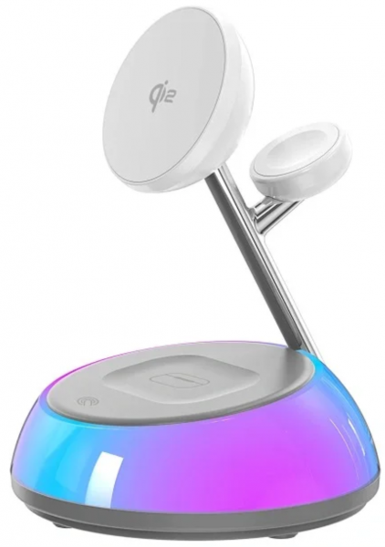 Беспроводное ЗУ WIWU Aurora Qi2 3in1 Wireless Charger Wi-W036 15W White - интернет-магазин Сотомикс в Шексне