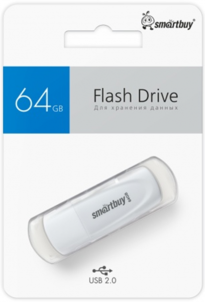 Флэш-память Smartbuy Scout Series USB 2.0 64Gb White - интернет-магазин Сотомикс в Шексне