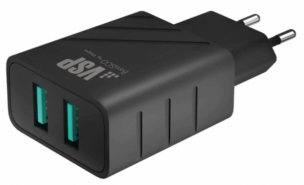 СЗУ-адаптер BoraSCO 2USB 3A черное (52583) - интернет-магазин Сотомикс в Шексне