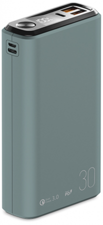 АКБ Olmio внешний QS-30 30000mAh 22.5W QuickCharge 3.0/PD LCD Moray eel (044460) (с/н) - интернет-магазин Сотомикс в Шексне