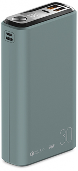 АКБ Olmio внешний QS-30 30000mAh 22.5W QuickCharge 3.0/PD LCD Moray eel (044460) (с/н) - интернет-магазин Сотомикс в Шексне