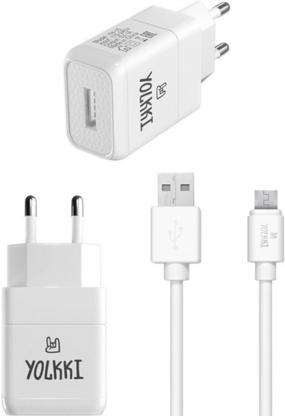 СЗУ Yolkki Micro USB YH-10M 1A (провод разъемный) белый - интернет-магазин Сотомикс в Шексне