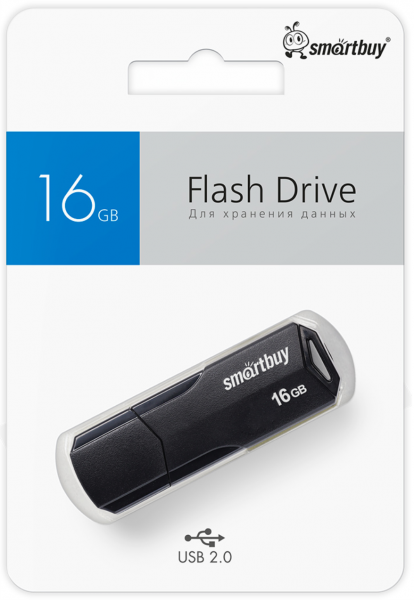 Флэш-память Smartbuy Clue Sirees USB 2.0 16Gb Black - интернет-магазин Сотомикс в Шексне