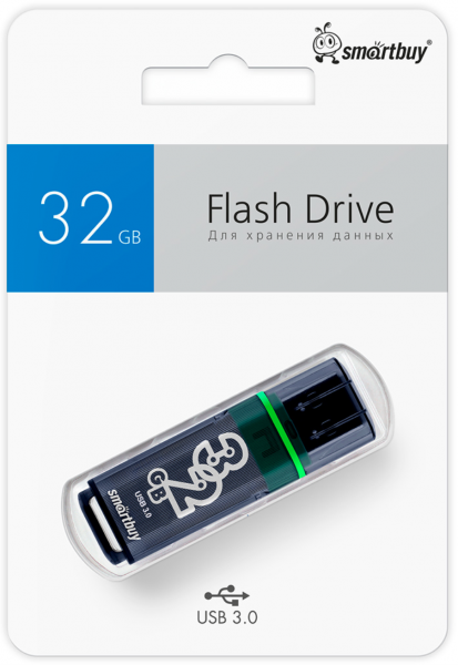 Флэш-память Smartbuy Glossy Series USB 3.0 32Gb Dark Grey - интернет-магазин Сотомикс в Шексне