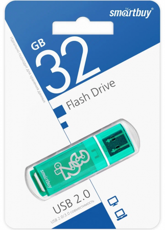 Флэш-память Smartbuy Glossy Series USB 2.0 32Gb Green - интернет-магазин Сотомикс в Шексне