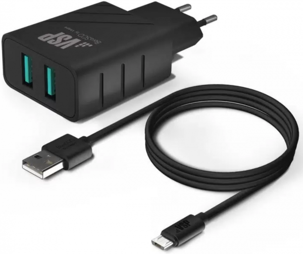 СЗУ BoraSCO 2USB 3A + Дата Кабель Micro USB черный (52579) - интернет-магазин Сотомикс в Шексне
