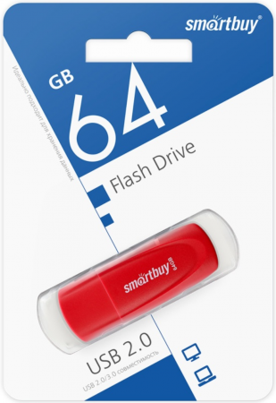 Флэш-память Smartbuy Scout Series USB 2.0 64Gb Red - интернет-магазин Сотомикс в Шексне