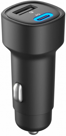 АЗУ-адаптер Olmio Type-C+USB 48W  QuickCharge Power Delivery черный (043378) - интернет-магазин Сотомикс в Шексне