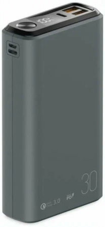 АКБ Olmio внешний QS-30 30000mAh 22.5W QuickCharge 3.0/PD LCD Dark Grey (043845) (с/н) - интернет-магазин Сотомикс в Шексне