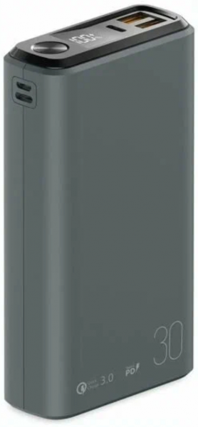 АКБ Olmio внешний QS-30 30000mAh 22.5W QuickCharge 3.0/PD LCD Dark Grey (043845) (с/н) - интернет-магазин Сотомикс в Шексне